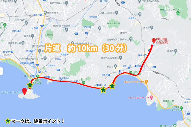 2021年11月の鎌倉江の島ライドMAP