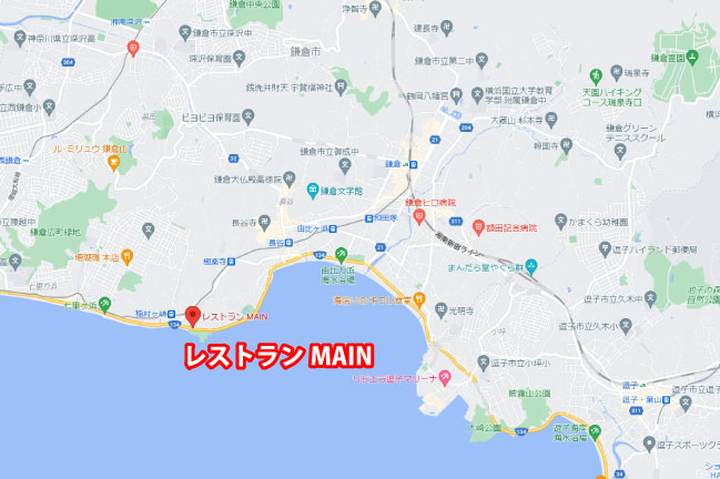 2021年11月鎌倉・江の島ライド。稲村ケ崎温泉レストランMAINの足湯MAP