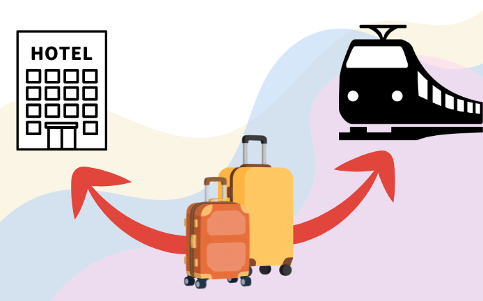 ホテル〜京都駅間の荷物送迎サービスイメージイラスト