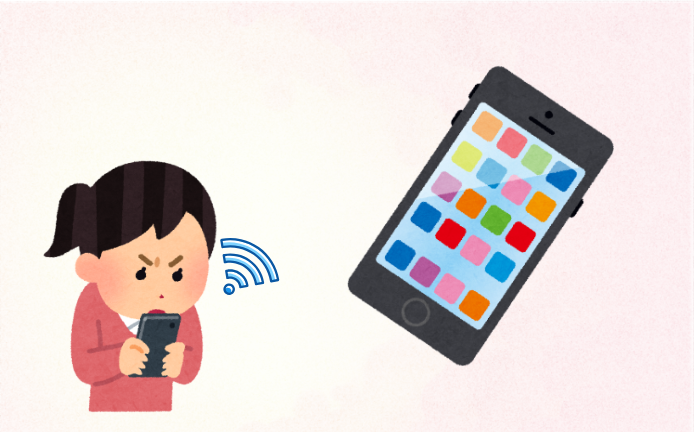スマホを設定する人のイラスト